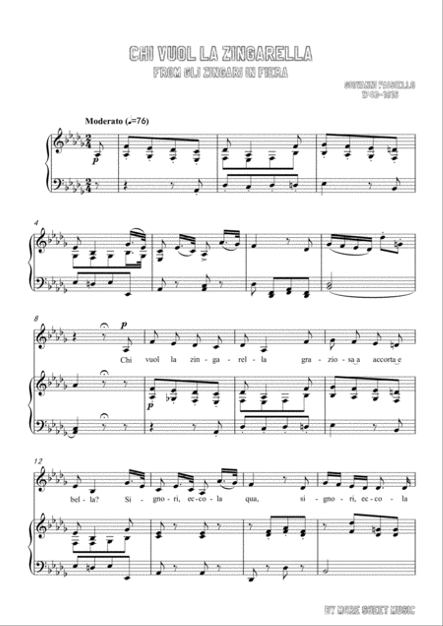 Paisiello-Chi Vuol la zingarella in D flat Major,for Voice and Piano Voice Solo scores gallery preview page 3