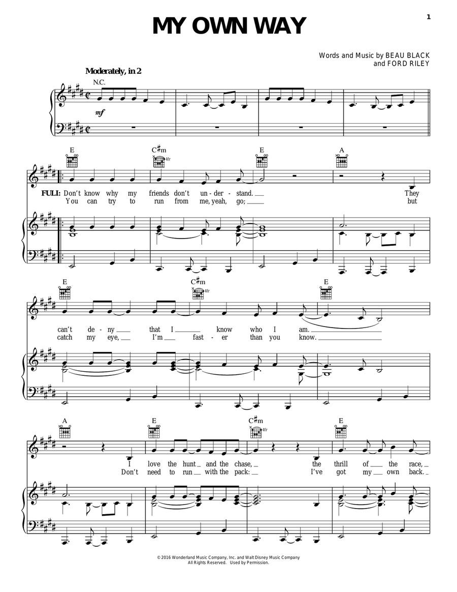 My Own Way Piano, Vocal, Guitar scores gallery preview page 1