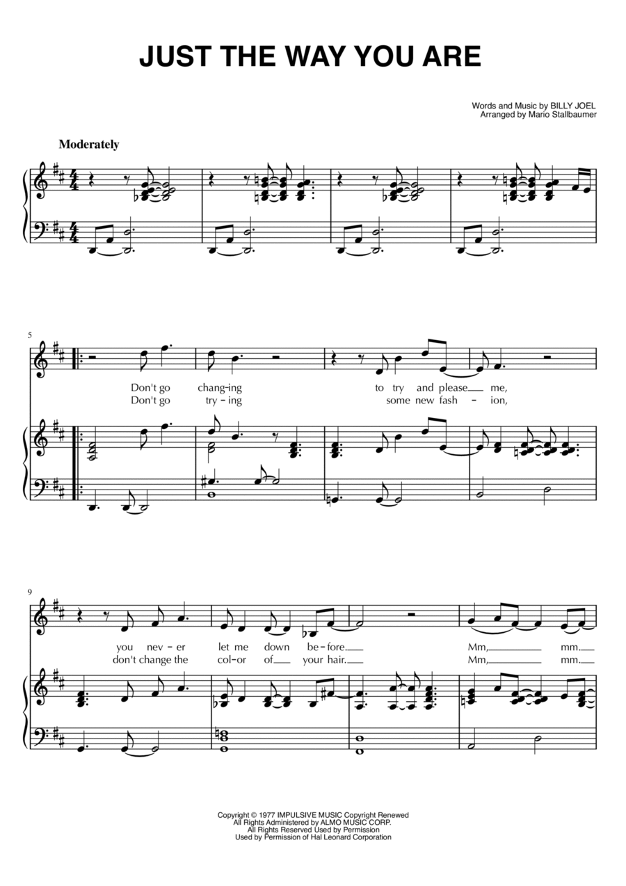 Just The Way You Are Voice scores gallery preview page 1