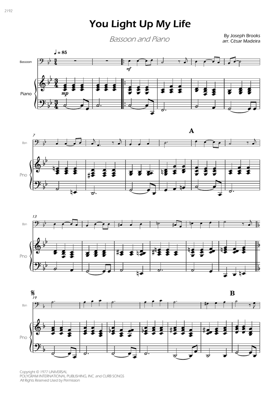 You Light Up My Life You Light Up My Life Bassoon scores gallery preview page 3