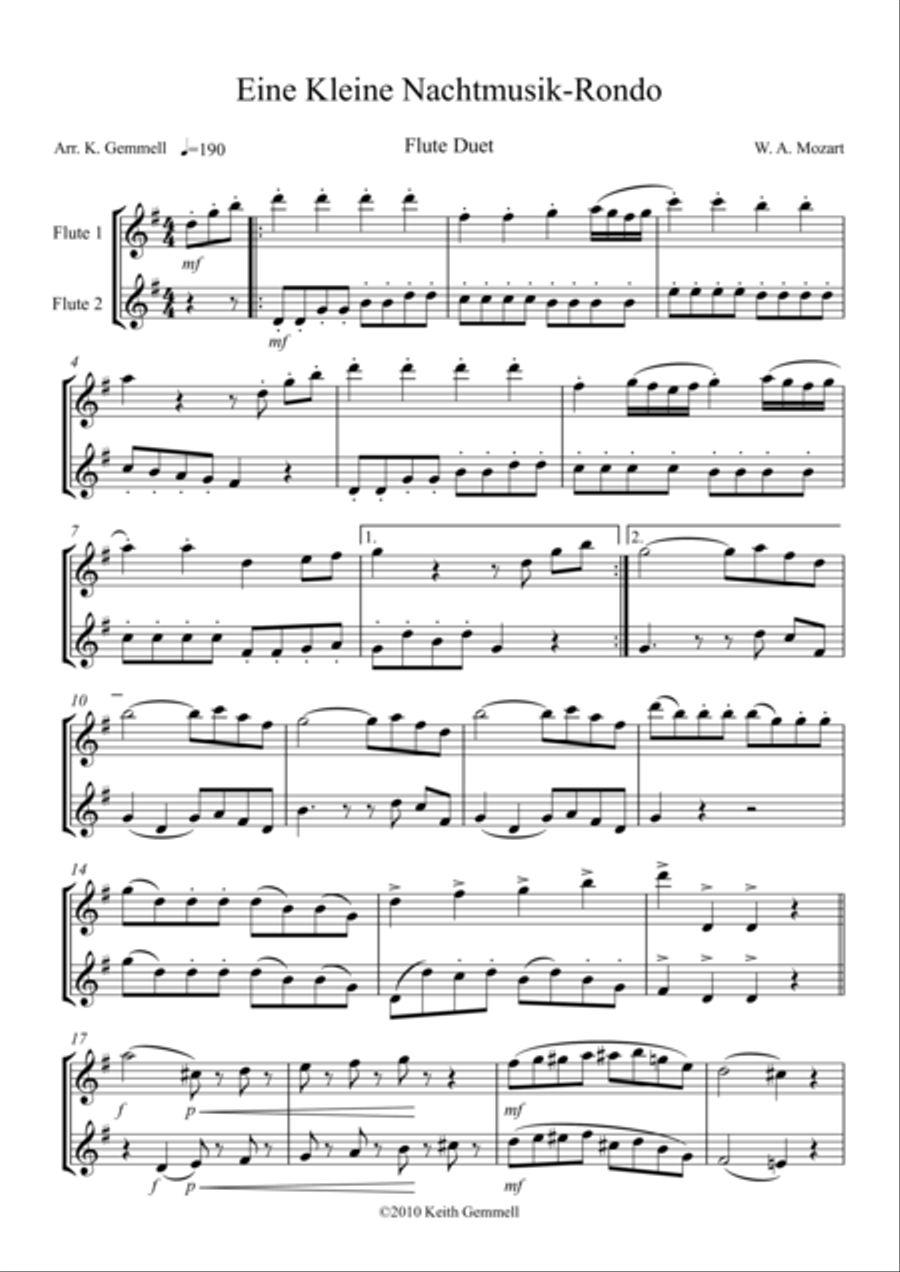 Eine Kleine Nachtmusik – Rondo: Flute Duet Eine Kleine Nachtmusik – Rondo: Flute Duet Flute Duet scores gallery preview page 1