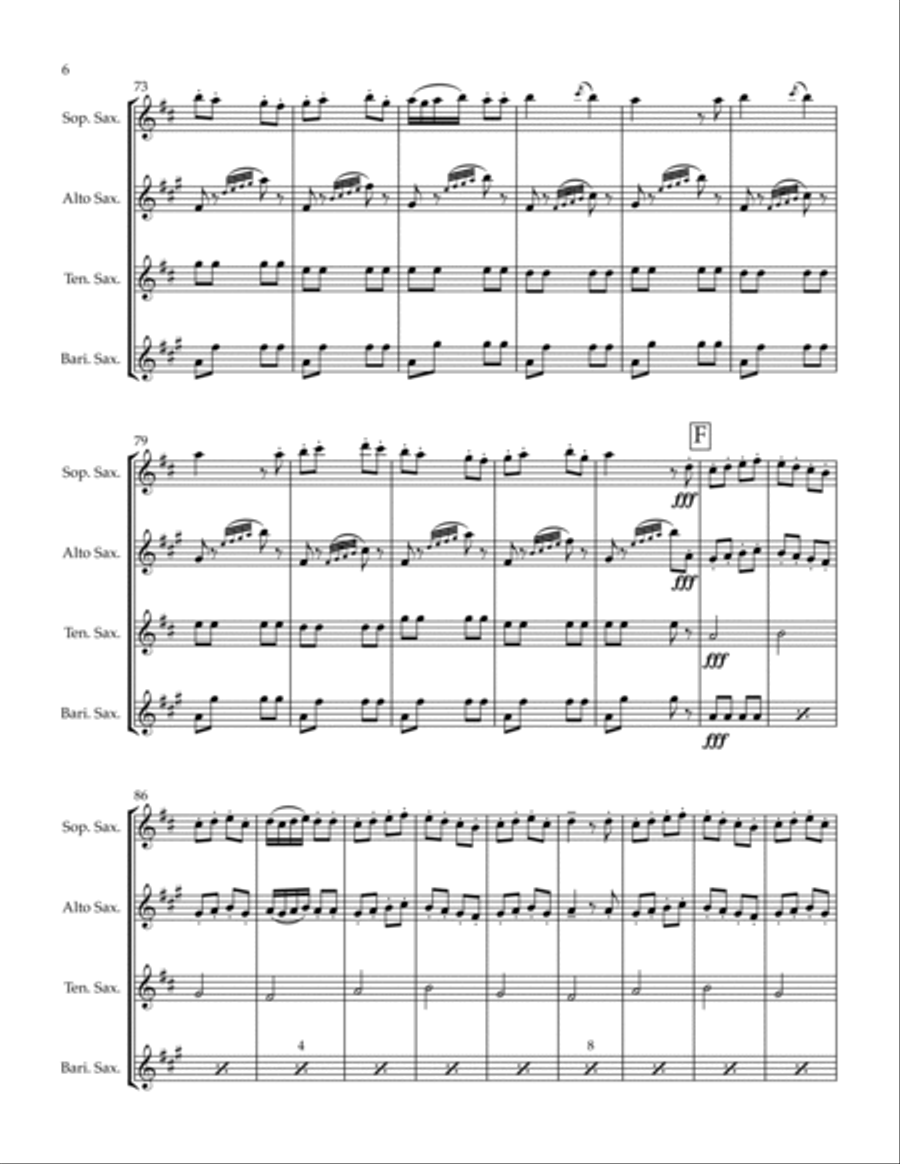 Farandole from L'Arlesienne for Saxophone Quartet Saxophone Quartet scores gallery preview page 6