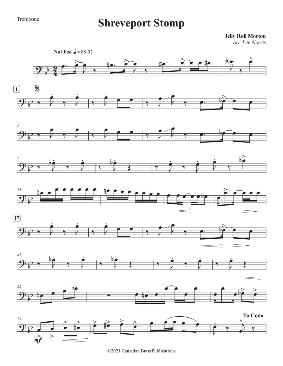 Shreveport Stomp - Trombone Brass Quintet scores gallery preview page 1