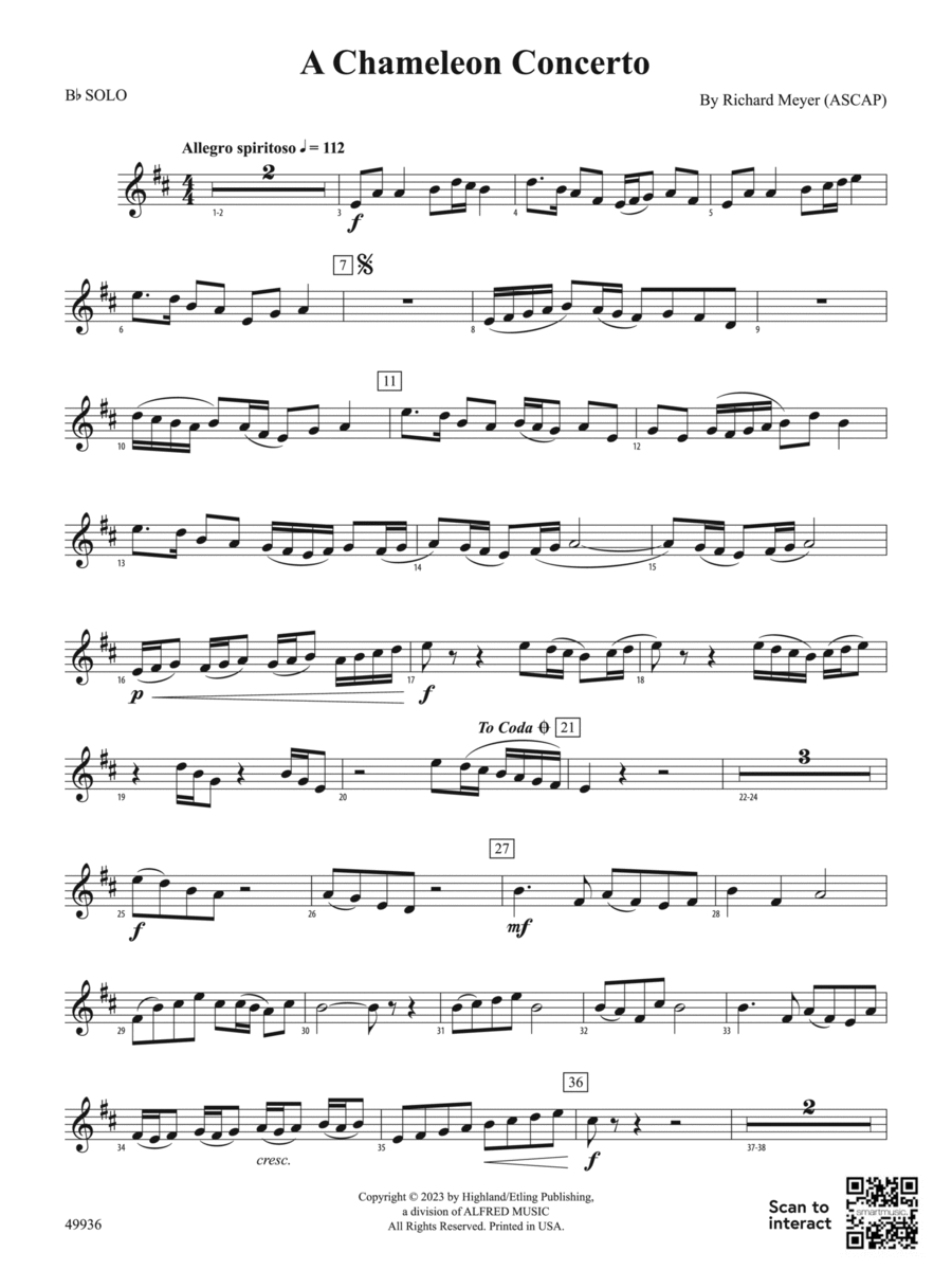 A Chameleon Concerto: Solo Bb Part String Orchestra scores gallery preview page 1