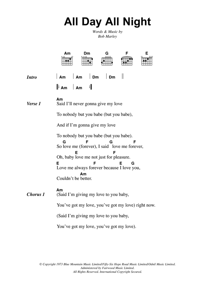 All Day All Night Guitar scores gallery preview page 1