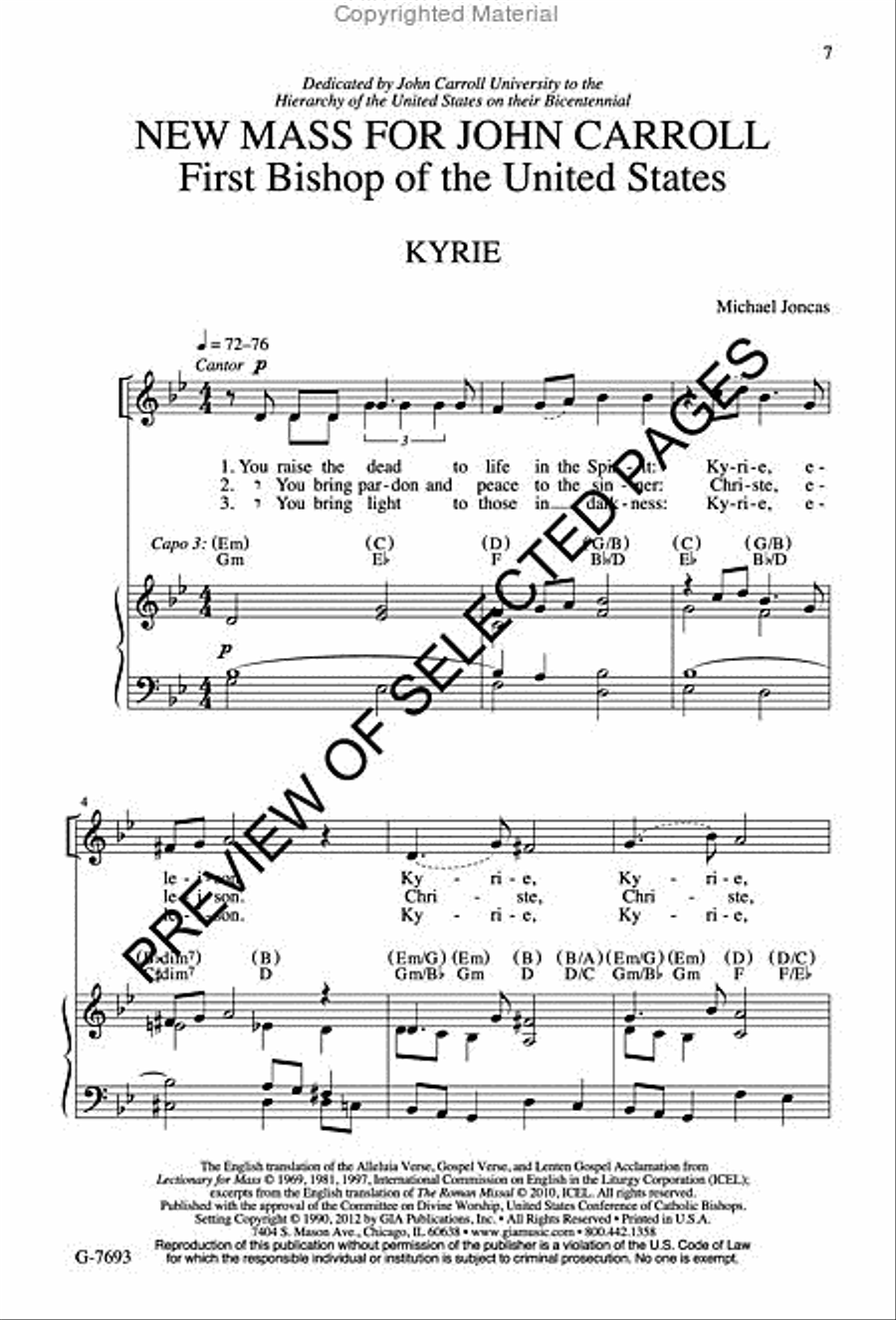 New Mass for John Carroll - Choral / Accompaniment edition 4-Part scores gallery preview page 2