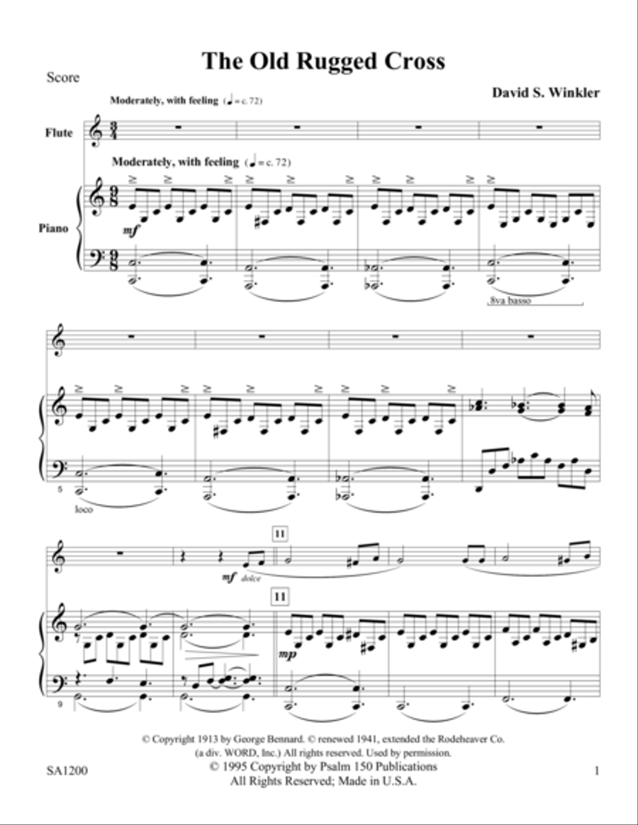 The Old Rugged Cross Flute Solo scores gallery preview page 1