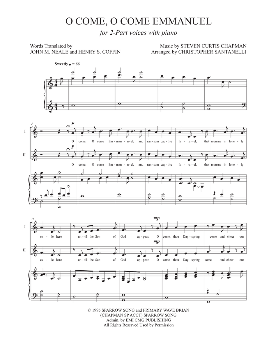 O Come, O Come Emmanuel O Come, O Come Emmanuel 2-Part scores gallery preview page 1