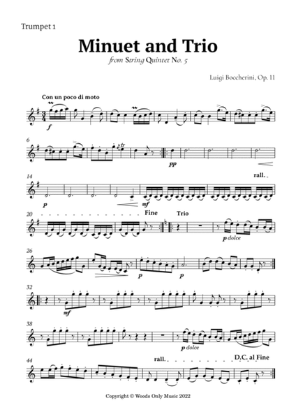 Minuet by Boccherini for Brass Quartet image number null