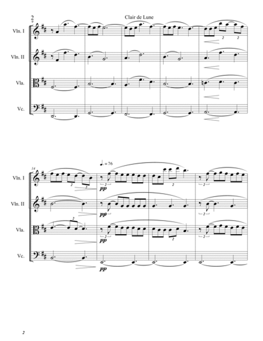 Clair de Lune for String Quartet image number null