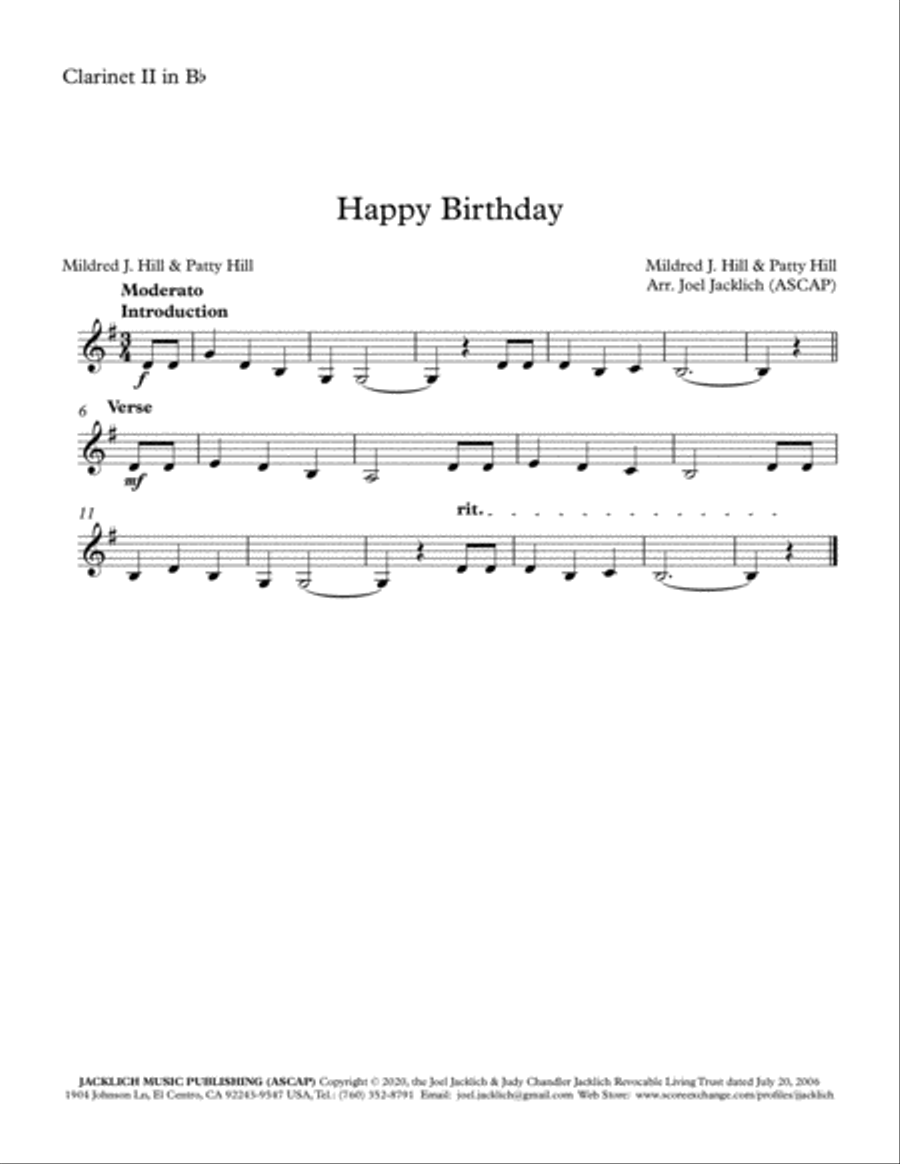 Happy Birthday (Band/Orchestra/Chorus) 4-Part scores gallery preview page 6