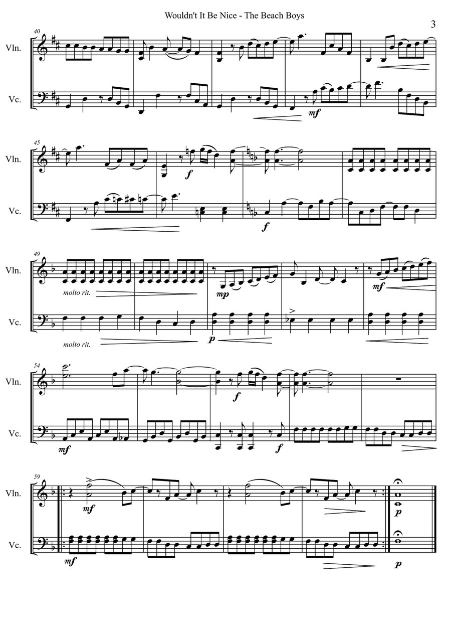 Wouldn't It Be Nice Score scores gallery preview page 3