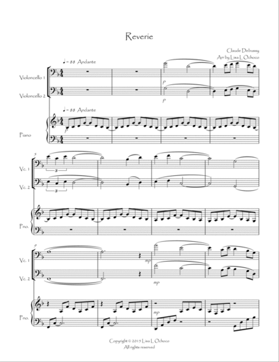 Reverie for Cello Duet and Piano String Duet scores gallery preview page 2