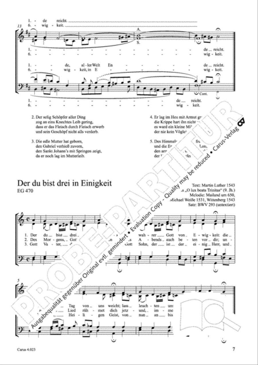 Luther Lieder in settings by J. S. Bach for mixed choir SATB 4-Part scores gallery preview page 8