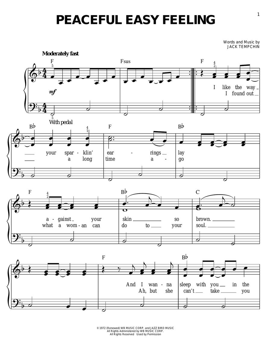 Peaceful Easy Feeling Peaceful Easy Feeling Easy Piano scores gallery preview page 1