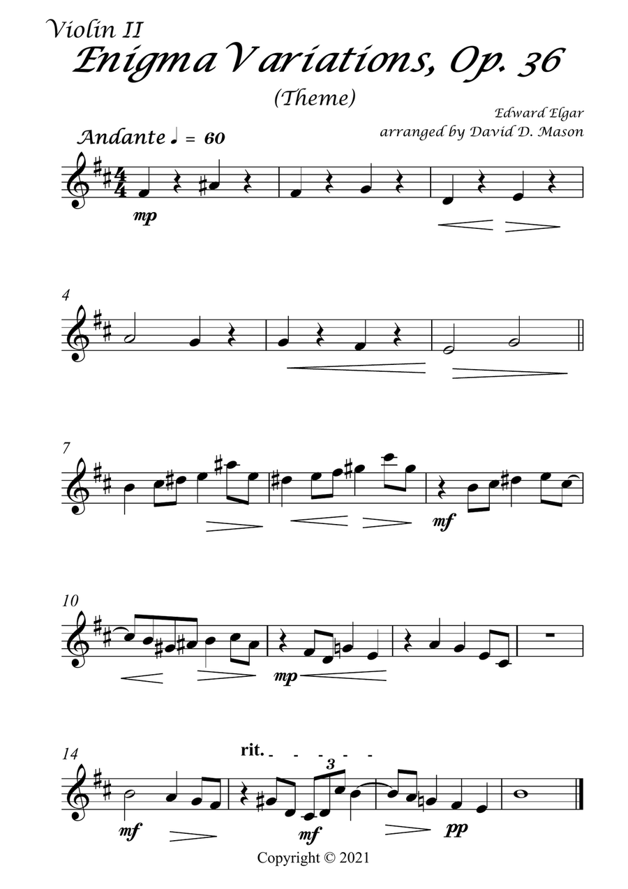 Enigma Variations, Op 36 (Theme) String Orchestra scores gallery preview page 5