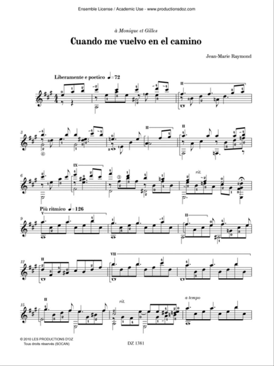 Cuando me vuelvo in el camino Classical Guitar scores gallery preview page 2