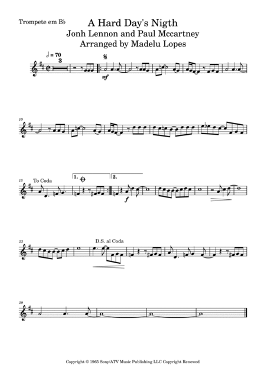 Another Hard Day's Night Another Hard Day's Night Brass Duet scores gallery preview page 2