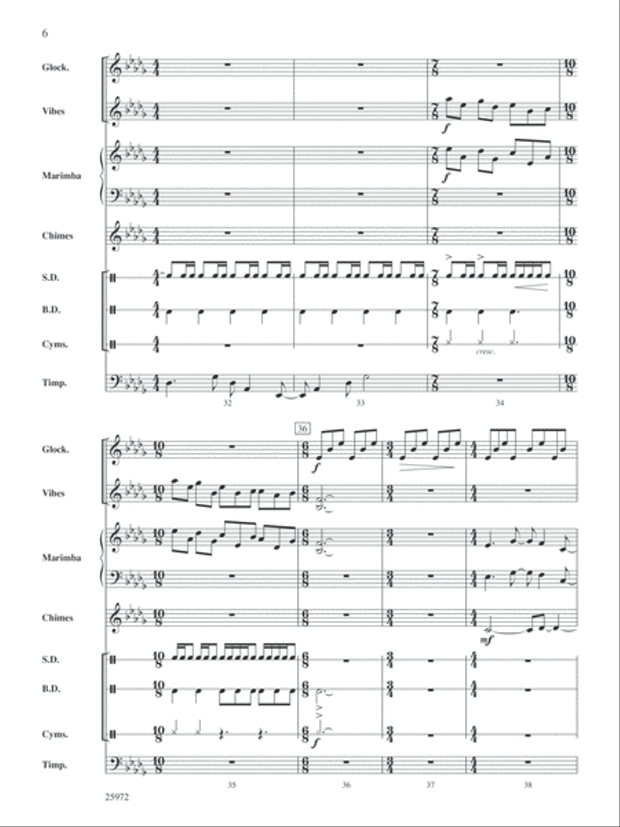 Celestial Welcome: Score Percussion Ensemble scores gallery preview page 6