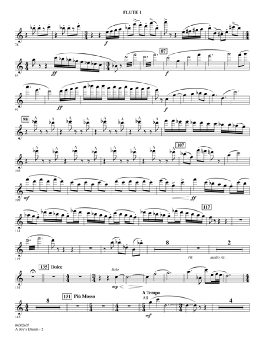 A Boy's Dream - Flute 1 A Boy's Dream - Flute 1 Concert Band scores gallery preview page 2