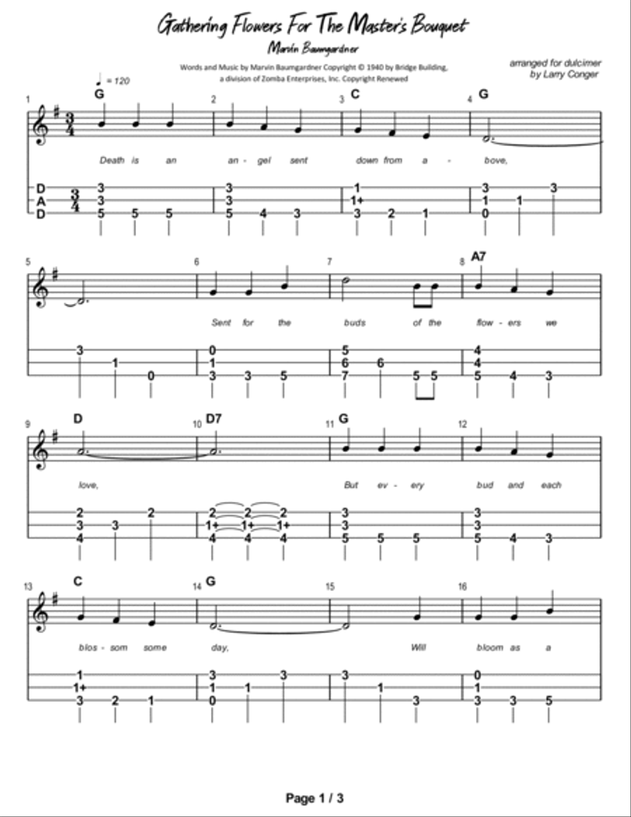 Gathering Flowers For The Master's Bouquet Dulcimer scores gallery preview page 2