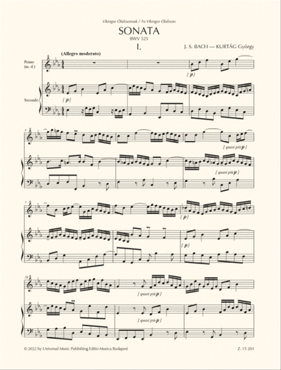 Trio Sonate BWV 525 First Movement Piano Duet scores gallery preview page 2