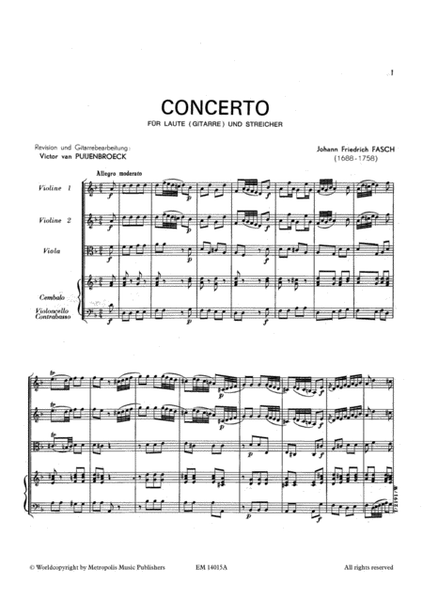Concerto in D Minor for Guitar and Orchestra (Full Score and Parts)
