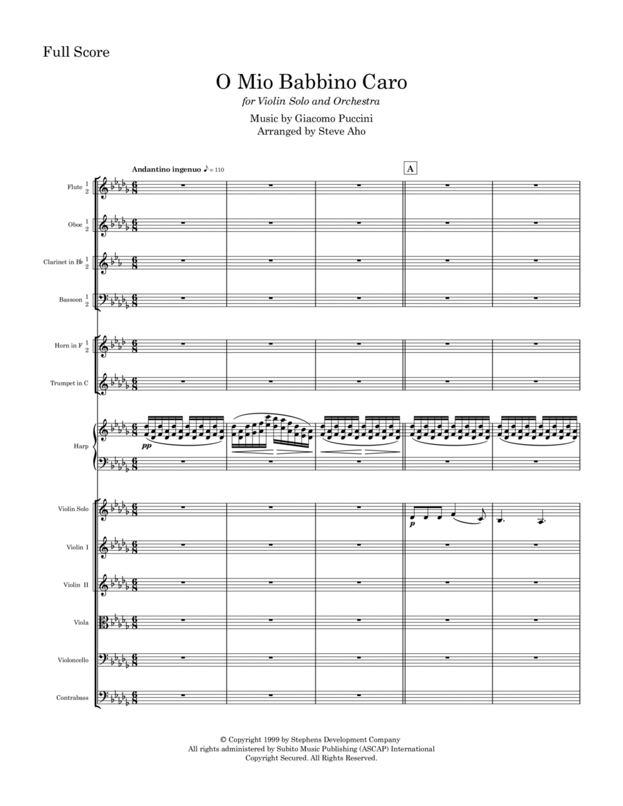 O Mio Babbino Caro O Mio Babbino Caro Full Orchestra scores gallery preview page 1