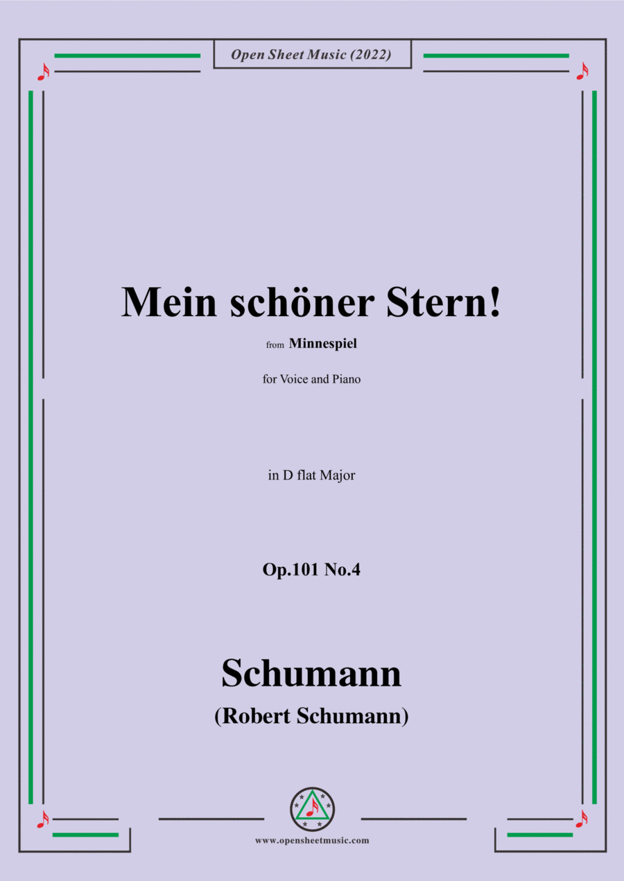 Schumann-Mein schoner Stern!,Op.101 No.4,in D flat Major Voice scores gallery preview page 1
