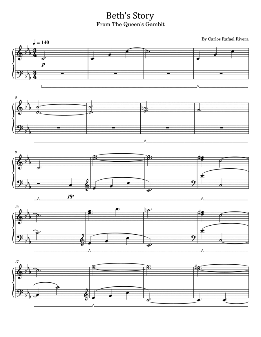 Beth's Story Piano Solo scores gallery preview page 1