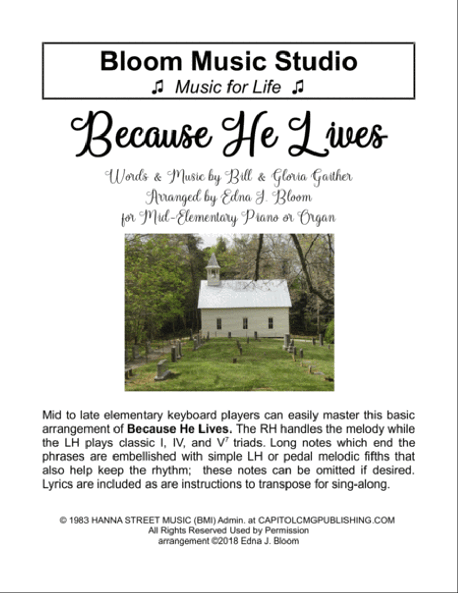 Because He Lives Because He Lives Easy Piano scores gallery preview page 1