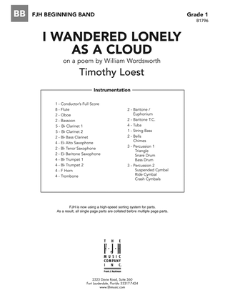 I Wandered Lonely as a Cloud: Score