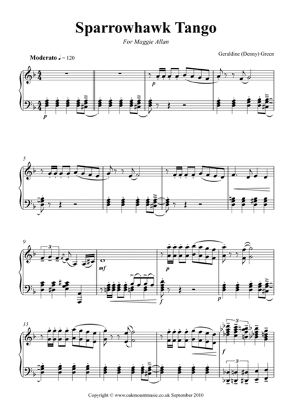 Sparrowhawk Tango. (Piano Solo Arrangement)