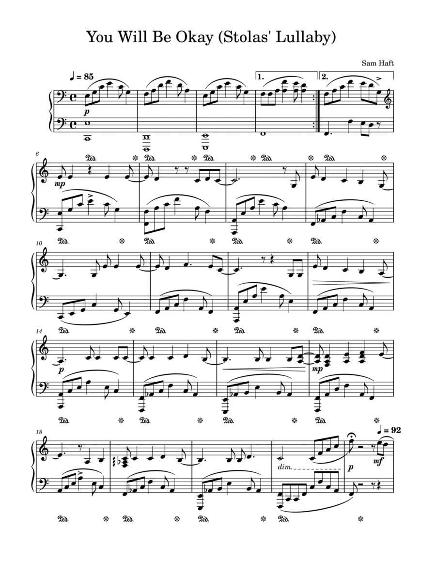 You Will Be Okay Stolas Lullaby Piano Solo scores gallery preview page 1