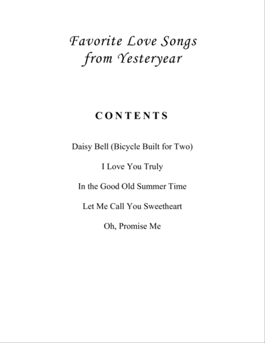 Favorite Love Songs from Yesteryear (A Collection of 5 Intermediate Piano Solos) image number null
