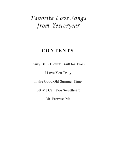 Favorite Love Songs from Yesteryear (A Collection of 5 Intermediate Piano Solos)