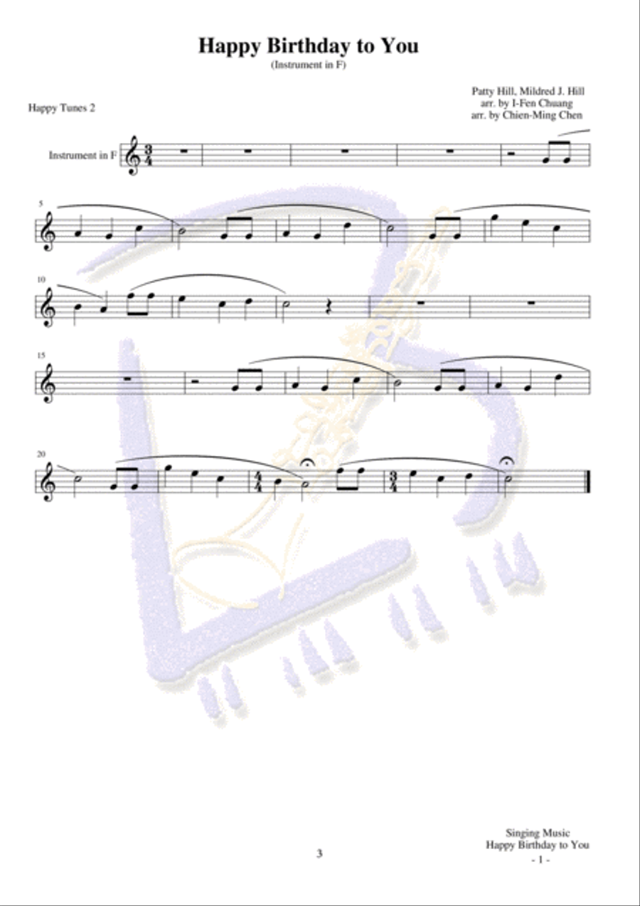 Happy Birthday to You English Horn scores gallery preview page 3