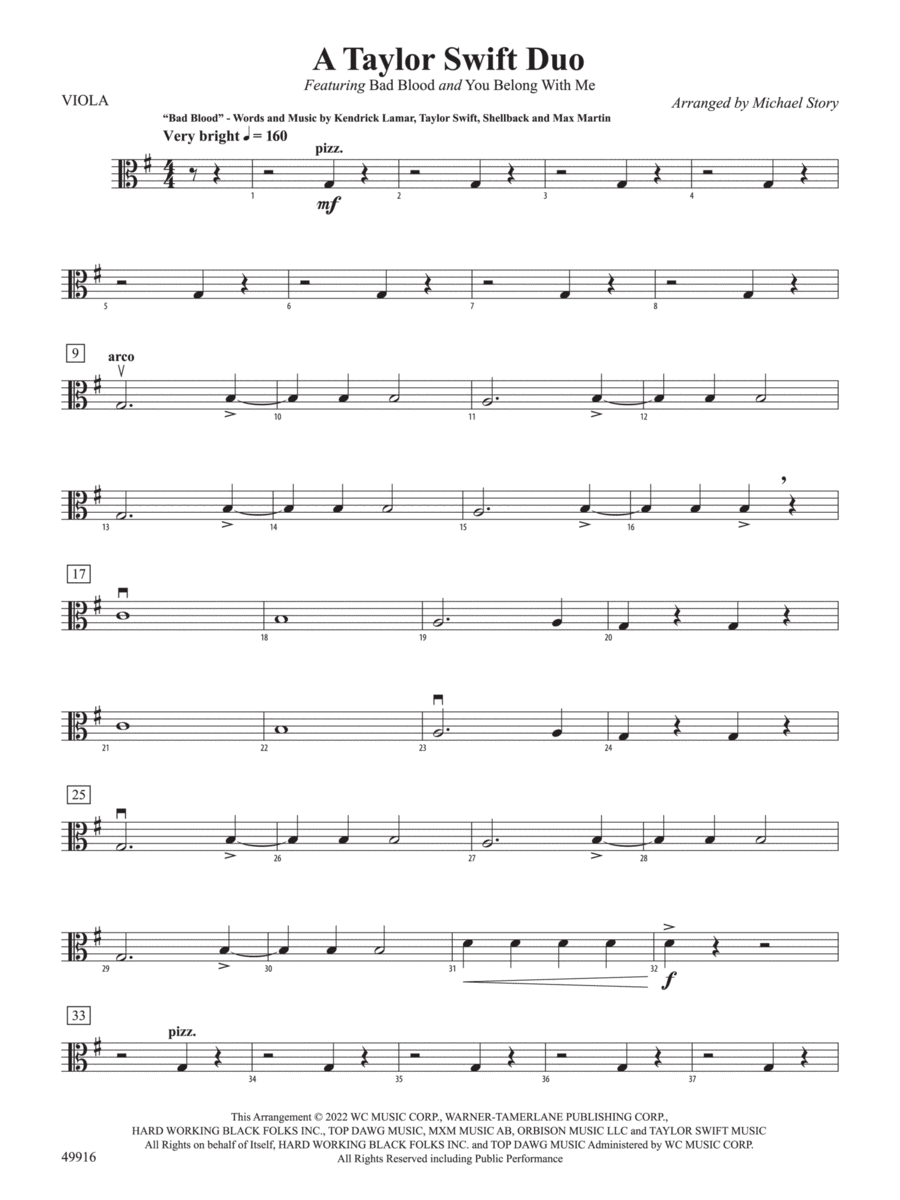 A Taylor Swift Duo: Viola String Orchestra scores gallery preview page 1