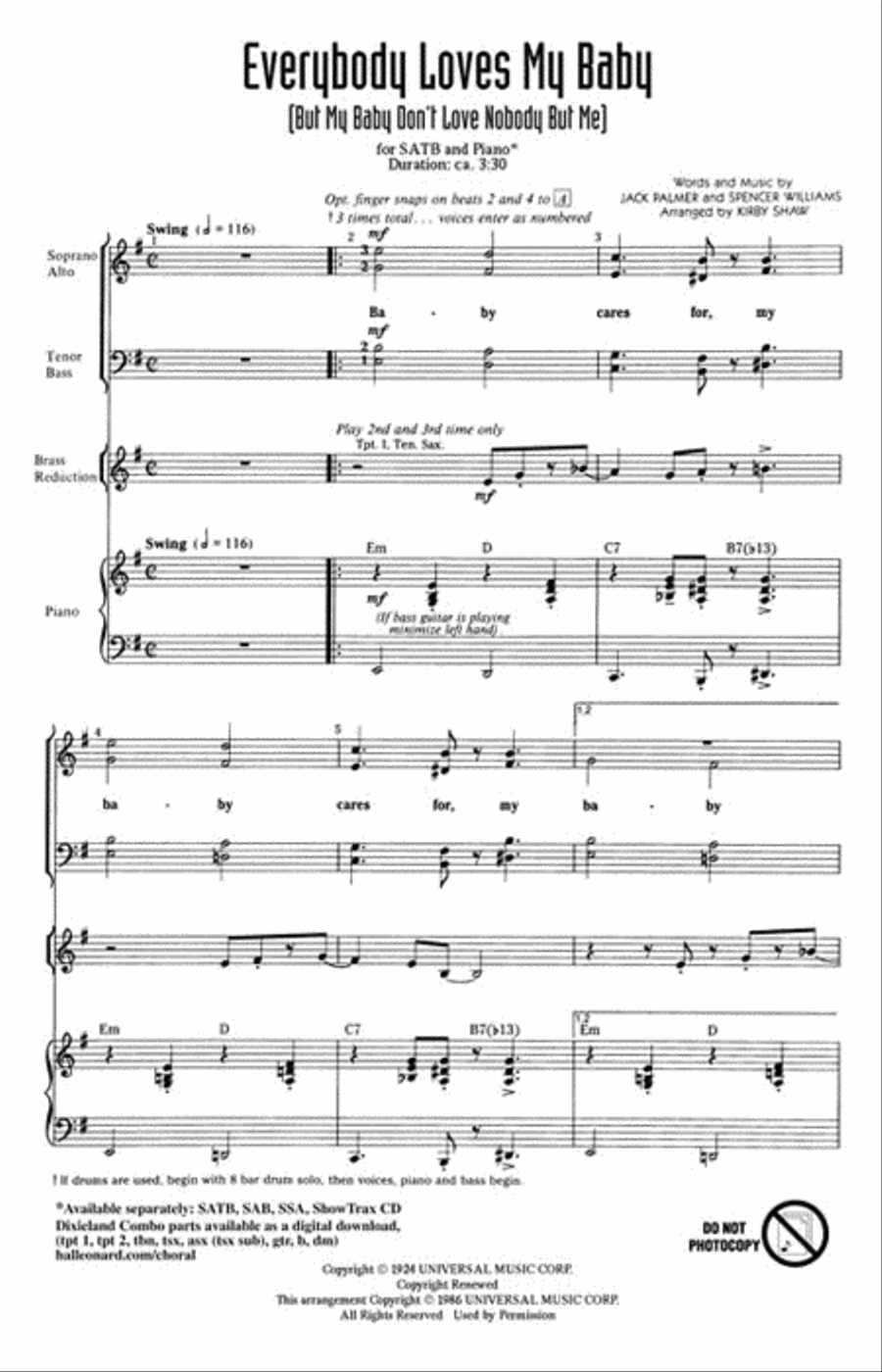 Everybody Loves My Baby (But My Baby Don't Love Nobody but Me) Choir scores gallery preview page 2