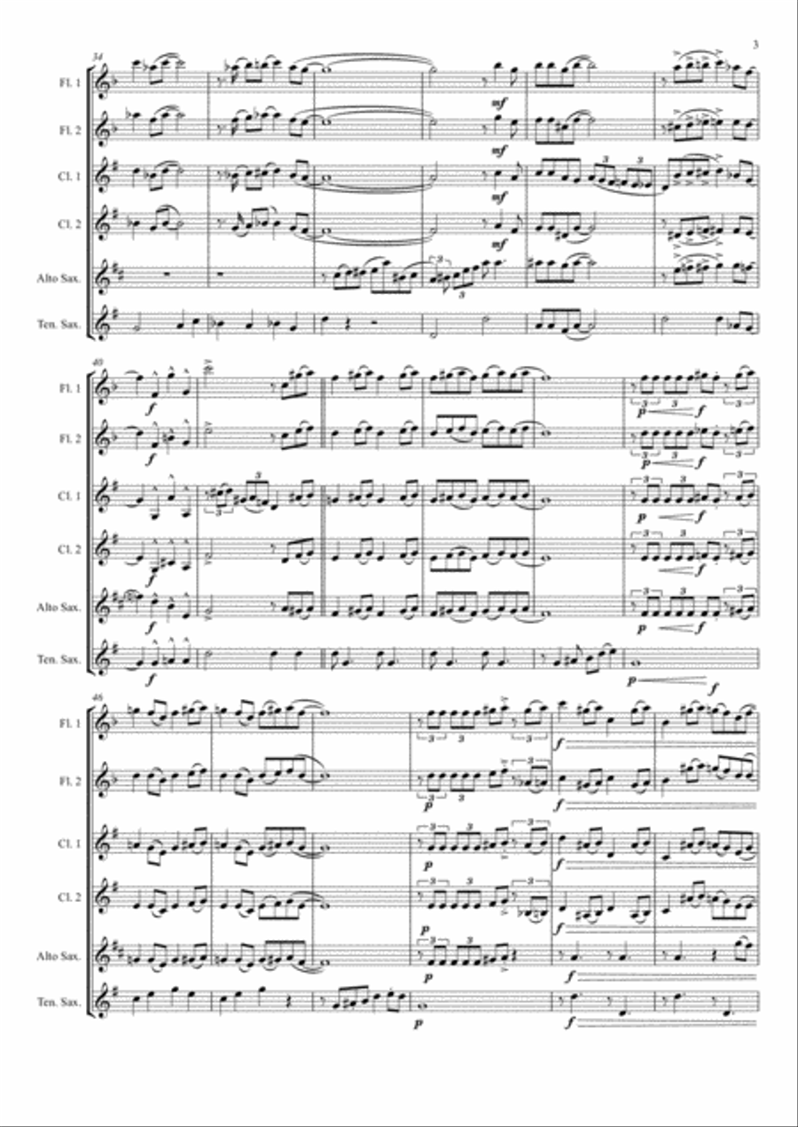 St. Louis Blues (Handy) for Wind Band in 6 parts (Flutes / Clarinets / Saxes) Concert Band scores gallery preview page 3