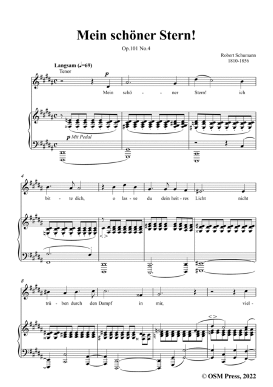 Schumann-Mein schoner Stern!,Op.101 No.4,in B Major Voice scores gallery preview page 3