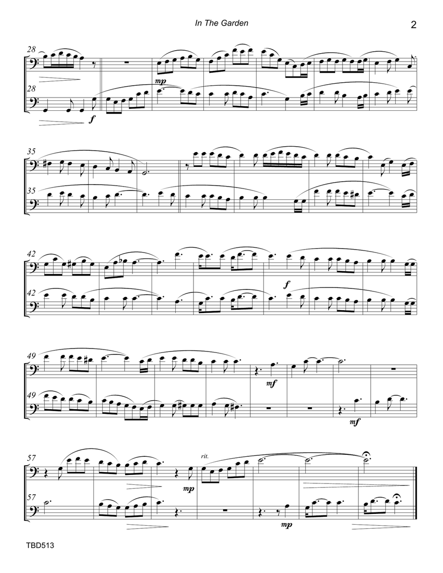 IN THE GARDEN - EUPHONIUM/TROMBONE/BARITONE TC DUET (unaccompanied) IN THE GARDEN - EUPHONIUM/TROMBONE/BARITONE TC DUET (unaccompanied) Brass Duet scores gallery preview page 2