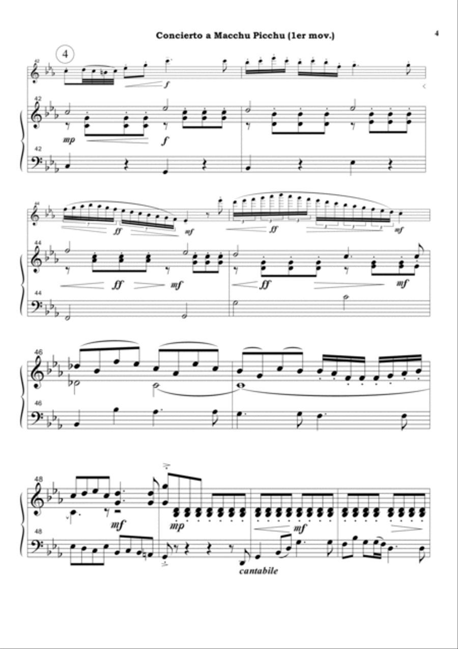 Concierto a Macchu Picchu for flute and string orchestra (Piano reduction) Flute scores gallery preview page 4