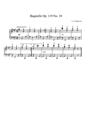 Beethoven Bagatelle Op. 119 No. 10 in A Major