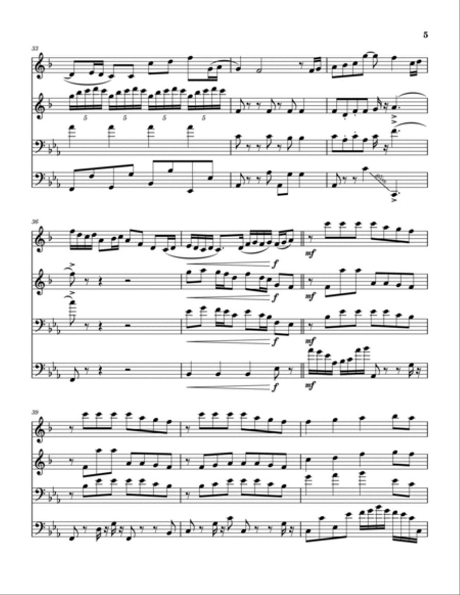 Wherever I Go Brass Quartet scores gallery preview page 6