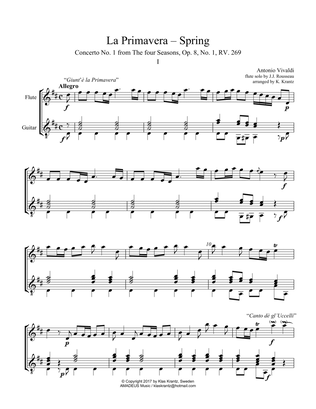 Book cover for Allegro (i) from La Primavera (Spring) RV. 269 for flute (violin) and guitar