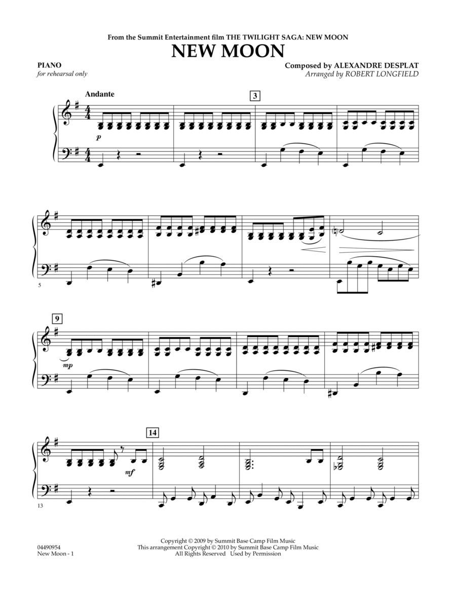 New Moon (The Meadow) - Piano Piano scores gallery preview page 1