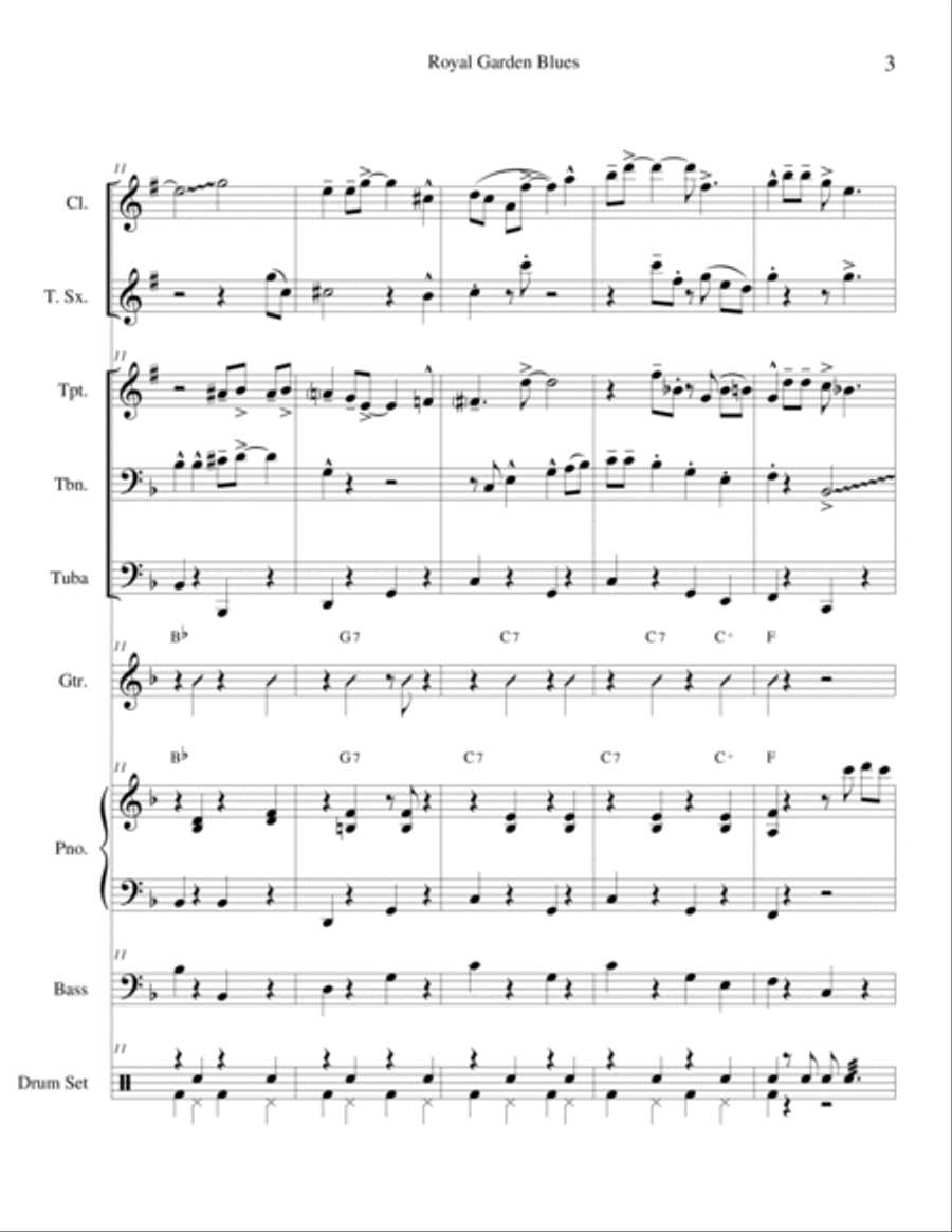 Royal Garden Blues for Dixieland Combo by Clarence Williams and Spencer Williams Jazz Ensemble scores gallery preview page 4