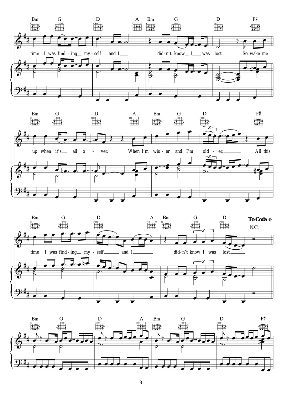 Wake Me Up Wake Me Up Piano, Vocal, Guitar scores gallery preview page 3