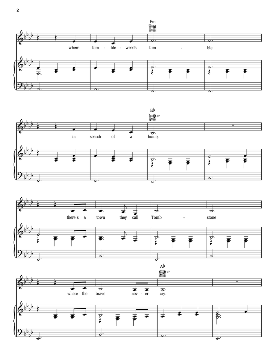 Ballad Of Boot Hill Piano, Vocal, Guitar scores gallery preview page 2